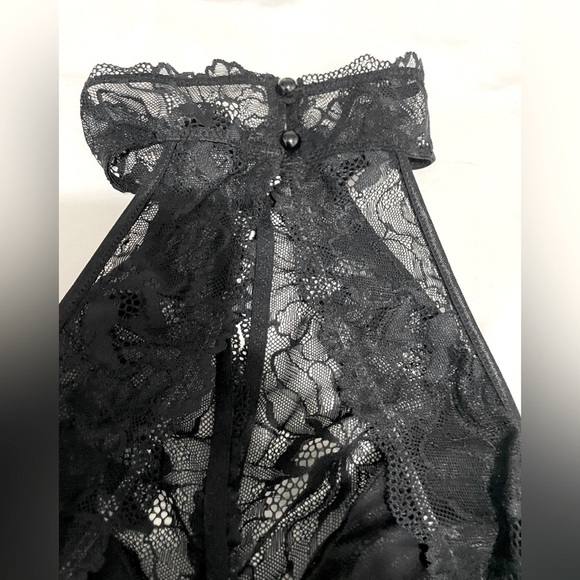 Sz S/M la vie en rose babydoll chocker  lingerie lace open back mesh dress NWT - Picture 7 of 9